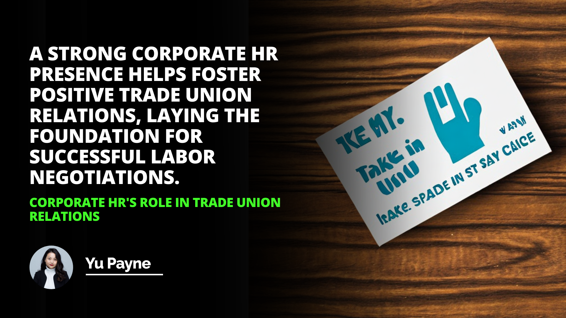 Corporate HR's Role in Trade Union Relations
