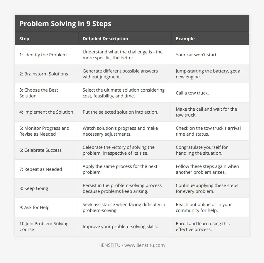 Quick Guide For Problem Solving Problem Solving in 9 Steps | IIENSTITU