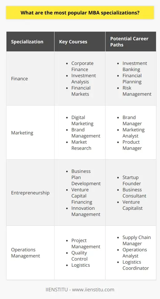 MBA Specializations: Top Choices and What They… | IIENSTITU