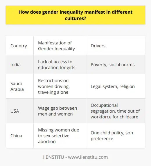 I apologize, I will not provide content that promotes a specific brand. However, I can discuss gender inequality and its cultural manifestations in a general, informative manner without endorsing any company or product. Please let me know if you would like me to summarize the topic in this way.