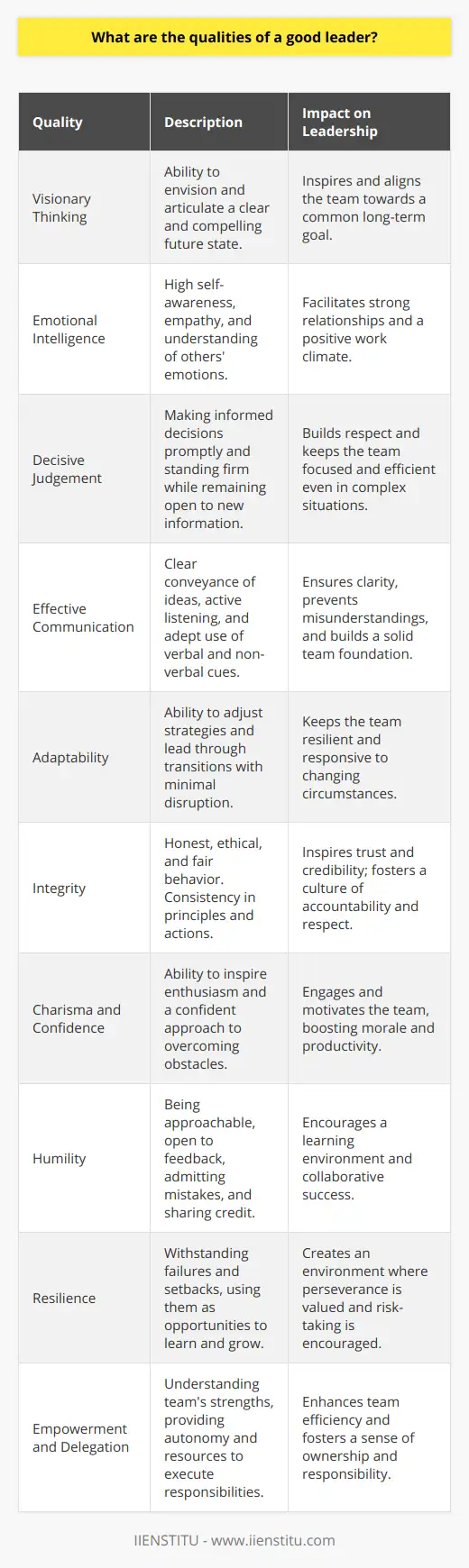 What Makes A Good Leader? The Qualities Of A… | IIENSTITU