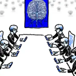 This is a picture of a group of people gathered around a table with a checkered tablecloth. There are four people in the photo, two adults and two children. The adults are both wearing casual clothing, and the children are wearing jeans and t-shirts. All four people are smiling and appear to be having a great time. The adults are engaged in conversation, and the children are looking at each other with smiles on their faces. The table is full of snacks and drinks, and there is a teapot in the center of the table. The room has a warm and cozy feel, with a fireplace and a window looking out onto a garden. Everyone looks happy and content in this moment, enjoying each other's company.