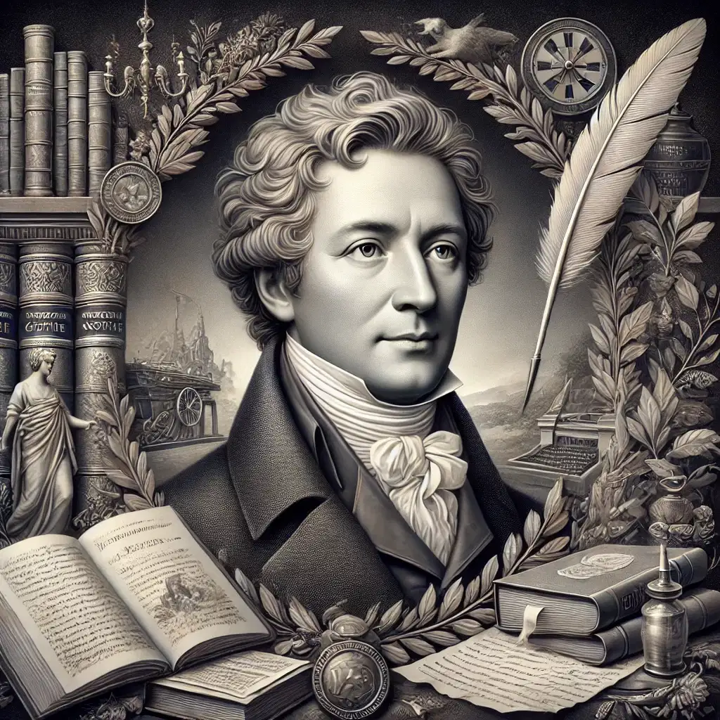 Johann Wolfgang von Goethe'nin entelektüel ve sanatsal mirasını yansıtan klasik bir portre.