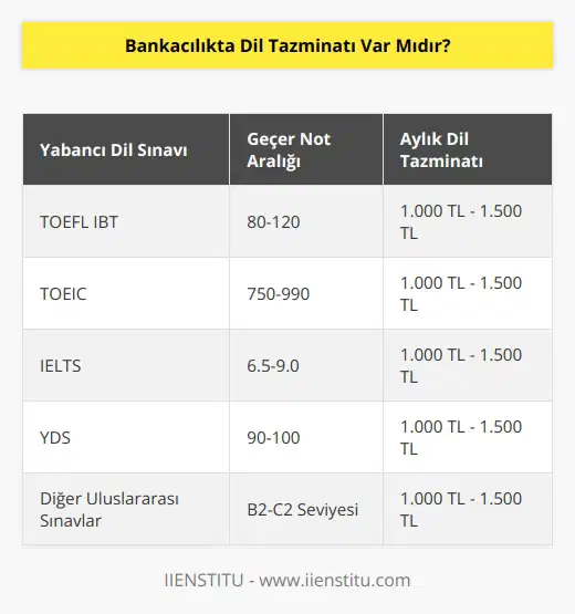 Bir yabancı diliniz varsa ve kabul edilen sınavlardan toefl, toeic, ielts geçer not alabildiyseniz, turistik yerleşimlerdeki şubeler hariç hiçbir yerde ihtiyacınız olmayacak dilden bir de her ay dil tazminatı alırsınız.