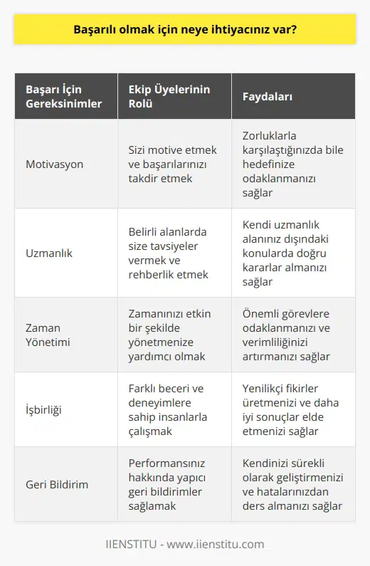 Eğer başarılı olacaksanız yardıma ihtiyacınız var. Ne yaptığınızı övecek, sizi motive edecek ve sizin üzerinde mantıklı ve pratik kararlar alabileceğiniz uzmanlık veya zamana sahip olmadığınız iş alanlarında size tavsiye verecek olan ekip üyelerine ihtiyacınız var.