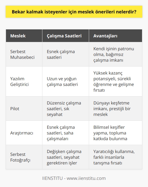 Bazı meslekler için hayatınızın büyük bir bölümünü ayırmanız gerekebiliyor. Öyle ki 24 saatin dahi yetersiz geldiği meslekler var. Düzenli çalışma saatleri ve sabit bir çalışma alanı olmayan meslekler bekar kalmak isteyenler için birer alternatif olabilir.