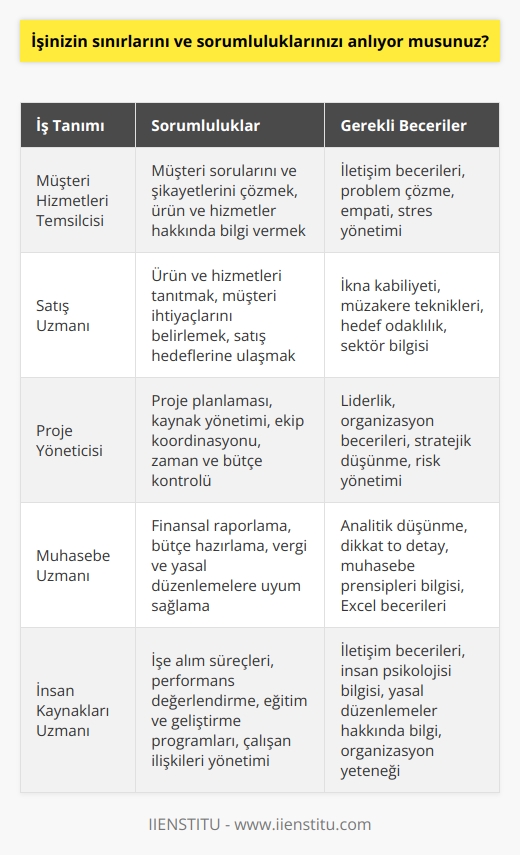 Evet, işimin sınırlarını ve sorumluluklarımı anlıyorum.