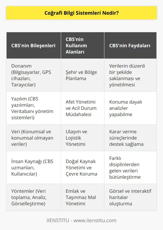 Yeryüzüne ait olan bilgileri belirlenen bir amaç doğrultusunda toplama, bilgisayar ortamında depolama, kontrol etme, analiz etme vb. süreçlerin yapılmasını sağlayan sistemdir. Dünyadaki karmaşık sorunların çözümüne yönelik konuma dayalı süreçlerinde kullanıcılarına yardımcı olur. Birçok disiplin bilginin konum özelliğine ihtiyaç duyar bu sistem de ona yardım eder.