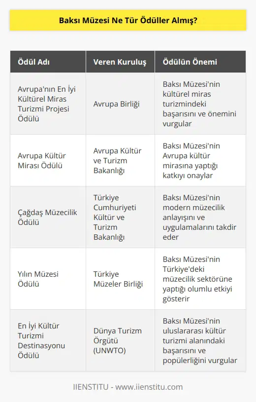 Baksı Müzesi, Avrupanın En İyi Kültürel Miras Turizmi Projesi ödülünü almıştır. Ayrıca, Avrupa Kültür ve Turizm Bakanlığı tarafından verilen, Avrupa Kültür Mirası Ödülünü de aldı.