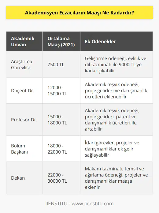 Akademisyen olarak mesleğini devam etmeye çalışan bir araştırma görevlisinin alabileceği maaş ise 2021 yılı için 7500 TL civarındadır. Geliştirme ödeneği bu miktara dahil değildir. Evli olması ve dil tazminatı alması, geliştirme ödeneği ile beraber bu miktar 9000 TL kadar çıkmaktadır. Meslek unvanına göre ( Arş. Gör. Doçent Dr. Prof.) maaş alımları 18000 TL kadar çıkmaktadır.