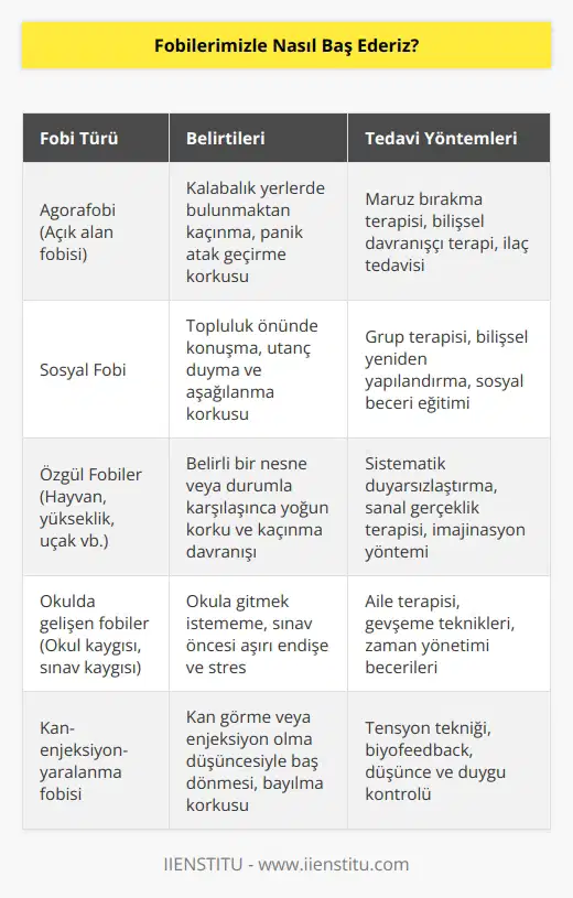 Psikiyatrlar fobiye sebep olan nesnelerin veya durumların hayallerinin bile kişiyi rahatsız ettiğini belirtiyor. Bu durumda ilk olarak imajinasyon yöntemiyle yani rahatsız oldukları şeyleri hayal ederek tedaviye başlıyorlar. Adım adım soyuttan somuta doğru bir süreç takip edilerek kişinin fobilerinden kurtulması sağlanıyor.