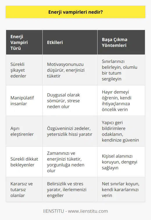 Enerji vampirleri hayatımızın her alanında bizi sömüren, vakit çalan birtakım işlere verilen isimdir.