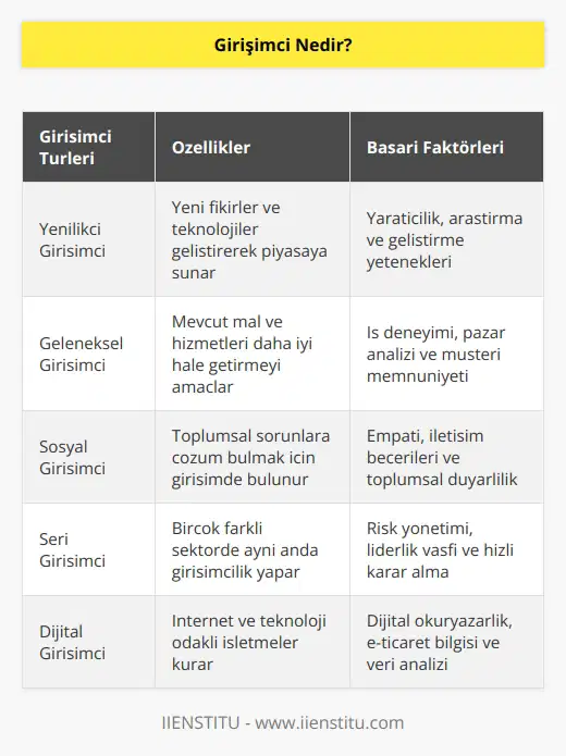 Girişimci birçok riski göze alarak, kar elde etmek amacıyla yeni ve farklı mal ve hizmet üreten kişiye denir. Girişimci projesini hayata geçirmek için yeteneklerini, birikimini kullanır ve   yı hedefler. Girişimciler her ortamda hatta online olarak bile mal ve hizmet satabilirler.