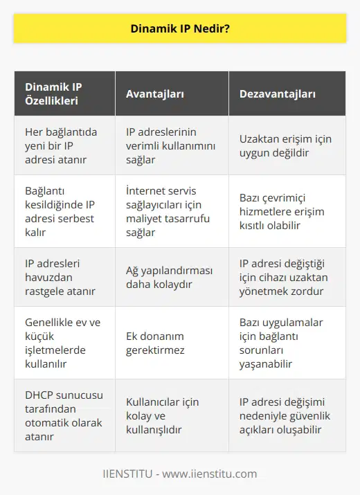 Değişkenlik gösteren internet protokolü numaralarına verilen isimdir. İnternete bağlanılan her seferde yeni bir numara cihaza tanımlanır. Bağlantı kesildiğinde ise numara başka bir cihaza verilir.