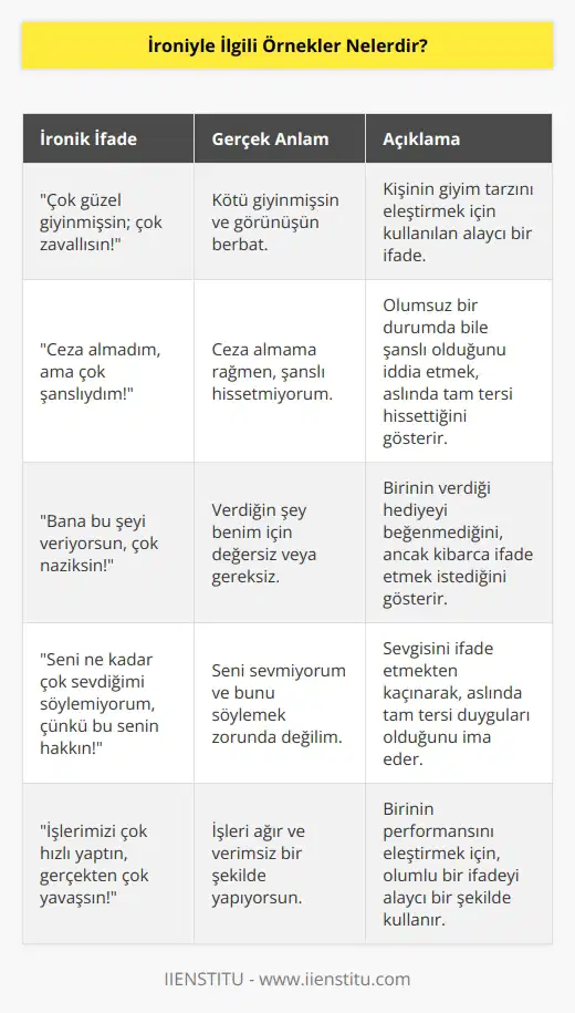 1.  Çok güzel giyinmişsin; çok zavallısın!   2.  Ceza almadım, ama çok şanslıydım!   3.  Bana bu şeyi veriyorsun, çok naziksin!   4.  Seni ne kadar çok sevdiğimi söylemiyorum, çünkü bu senin hakkın!   5.  İşlerimizi çok hızlı yaptın, gerçekten çok yavaşsın!   6.  Seni ödüllendireceğim, çünkü bana hiçbir şey yapmadın!   7.  Beni cidden çok üzdün, ama seni çok seviyorum!