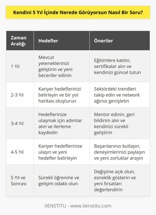 Günümüzde 5 yıl uzun bir süre. Kimse 5 yıl sonra ne olacağını ve nereye varacağını tam olarak bilemez. Çünkü iş dinamikleri çok hızlı değişiyor. Bu sorunun doğru olmamasının tek sebebi var: sorunun doğru sorulmaması!