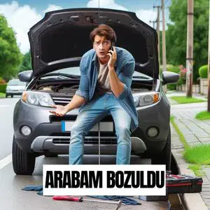 İşte aynı kişiyi, arabasının arızalı olduğu bahanesiyle uyumlu bir şekilde, bir araba arızasıyla uğraşırken tasvir eden görüntü. Sahne, kaputu açık bir arabanın yanında yaşadıkları hayal kırıklığını ve aciliyeti yakalıyor.