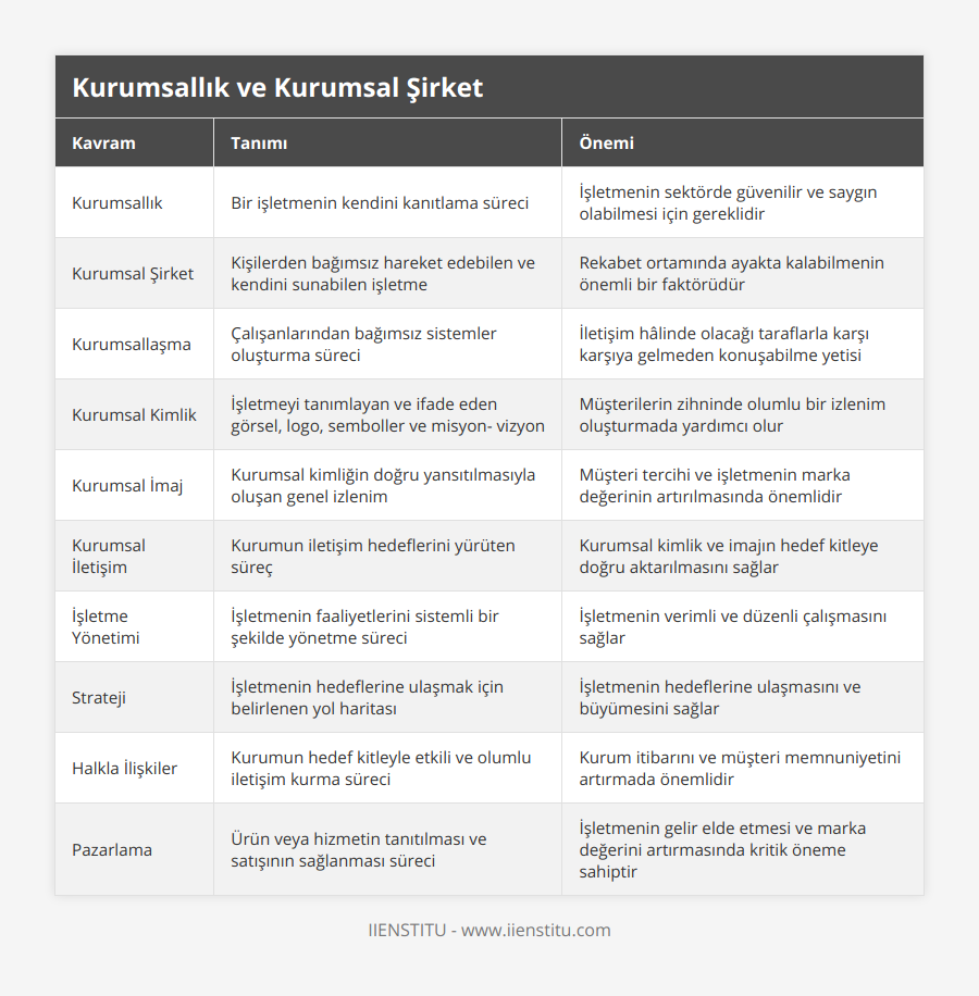 Kurumsallık ve Kurumsal Şirket | IIENSTITU