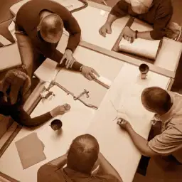 Dört kişilik bir grup, aydınlık bir odada ahşap bir masanın etrafında toplanmıştır. Masa beyaz bir masa örtüsüyle kaplıdır ve etrafında dört sandalye vardır. İnsanlardan üçü gülümsüyor ve birbirleriyle sohbet ediyor, dördüncü kişi ise gülüyor. Hepsinin elinde kadehler var ve neşeli bir sohbetin tadını çıkarıyor gibi görünüyorlar. Duvarlar mavinin açık bir tonuna boyanmış ve duvarlarda birkaç çerçeveli resim var. Atmosfer rahat ve grup birlikte olmaktan mutlu görünüyor.