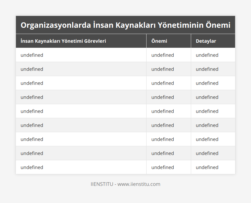 İşgücü Planlaması, İhtiyaca uygun nitelikte çalışanların işe alınmasını sağlar, İK yönetimi, işgücü ihtiyaçlarını tespit eder ve bu ihtiyaçları karşılamak için planlar yapar, Çalışan İlişkilerinin Düzenlenmesi, Çalışanlar arası ve çalışan-yönetim arasındaki sürtüşmeyi önler, İK yönetimi, çalışanların işe uyum sürecini, işteki verimliliğini artırmak ve sürtüşmeyi önlemek için düzenler, Şirket Kültürünün Yönetilmesi, Şirketin benzersiz kültürünü korur ve aktarır, İK, çalışanları şirketin değer sistemi ve davranış kuralları konusunda eğitir, Performans Yönetimi, Çalışanların performansını belirler ve ödüllendirir, İK yönetimi, çalışanların performansı ve potansiyeli hakkında geri bildirimler sağlar, Şirkete Hizmet, Tüm konularda tarafsızlık ilkesi ile şirketi korur ve yönetir, İK yönetimi, işverenlerin hukuki sorunlarla karşılaşmaması için önlemler alır, Eğitim ve Gelişim Düzenlemesi, Çalışanların gelişimini destekler ve sürekli iyileştirmeyi hedefler, İK yönetimi, hizmet içi eğitim ve gelişim programları düzenler, Kurumsal Kaynak Planlaması, Strateji oluşturmadan kaynak dağılımına kadar firmanın tüm işleyişini düzenler, İK yönetimi, işgücü piyasasını anlamak ve örgütün varlığını sürdürmesi için planlar yapar, İş Sözleşmelerinin Feshi, İş sözleşmelerinin sonlandırılma süreçlerini yönetir, İK yönetimi, ayrılık ve fesih işlemleri hakkında gerekli prosedürleri gerçekleştirir, İK Yönetim Programları, İnsan kaynakları yönetiminin profesyonelleşmesini sağlar, İnsan kaynakları yönetim programlarından mezun olanlar, donanımlı bir biçimde iş hayatına başlarlar