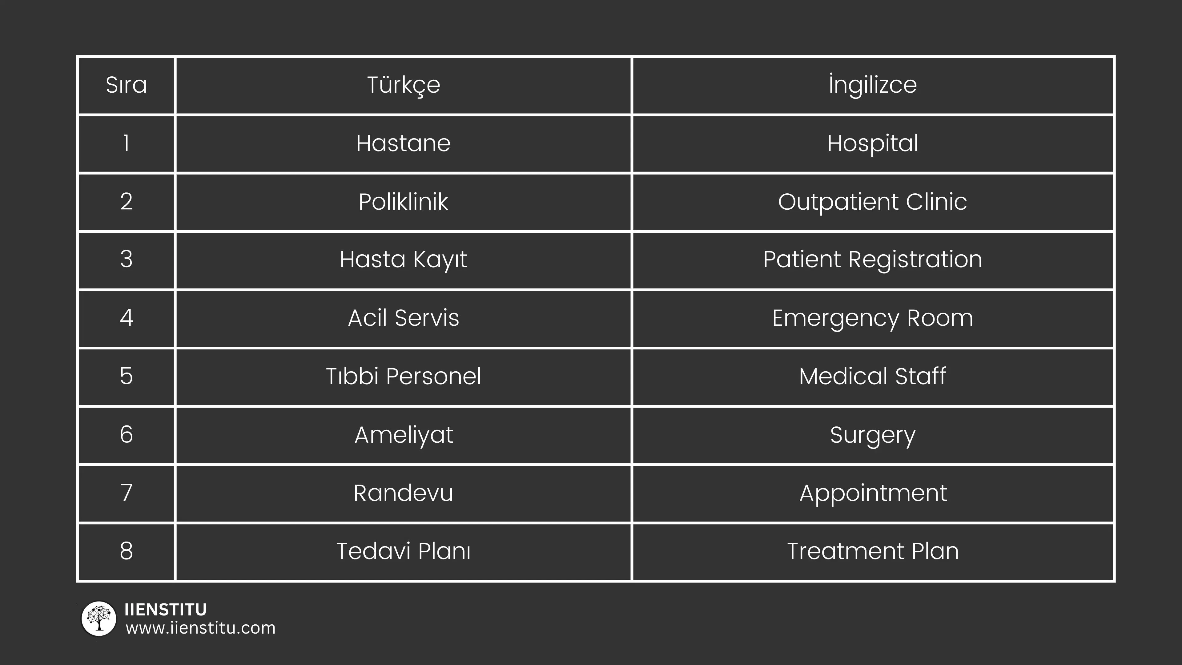 Sağlık Hizmetleri Yöneticileri İçin İngilizce Kelimeler
