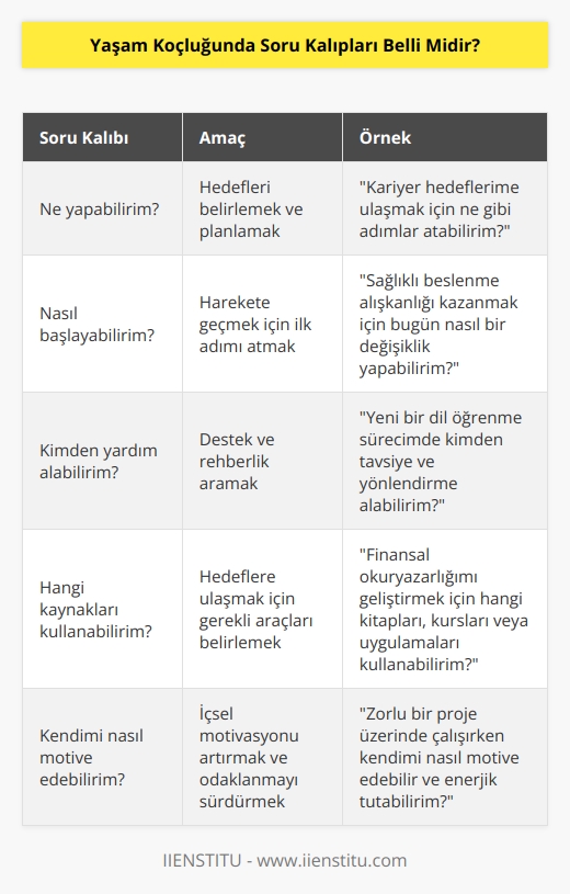 Belirli temelleri vardır. Hedefler için nasıl sorular sormanız lazım. Harekete geçirmek için nasıl sorular sormak lazım. Belli kalıplar vardır ama hangi soruları soracak ne yapacak bunlar kişinin yaratıcılığına bağlı.
