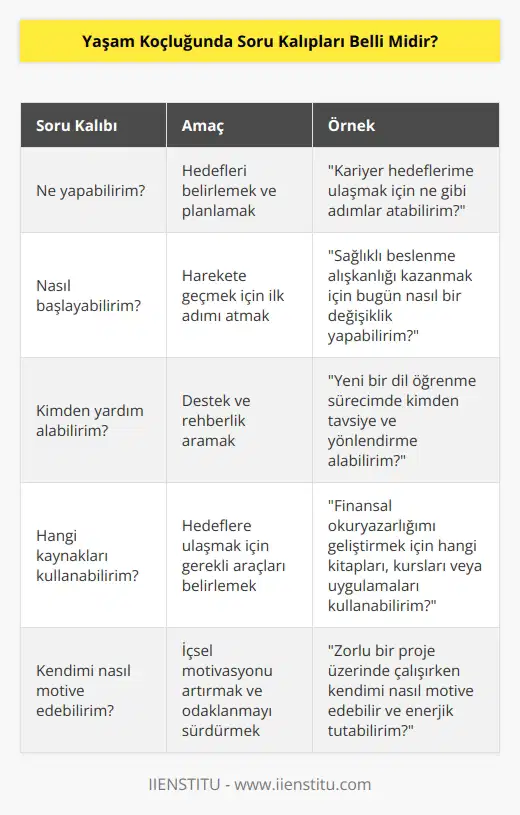 Belirli temelleri vardır. Hedefler için nasıl sorular sormanız lazım. Harekete geçirmek için nasıl sorular sormak lazım. Belli kalıplar vardır ama hangi soruları soracak ne yapacak bunlar kişinin yaratıcılığına bağlı.