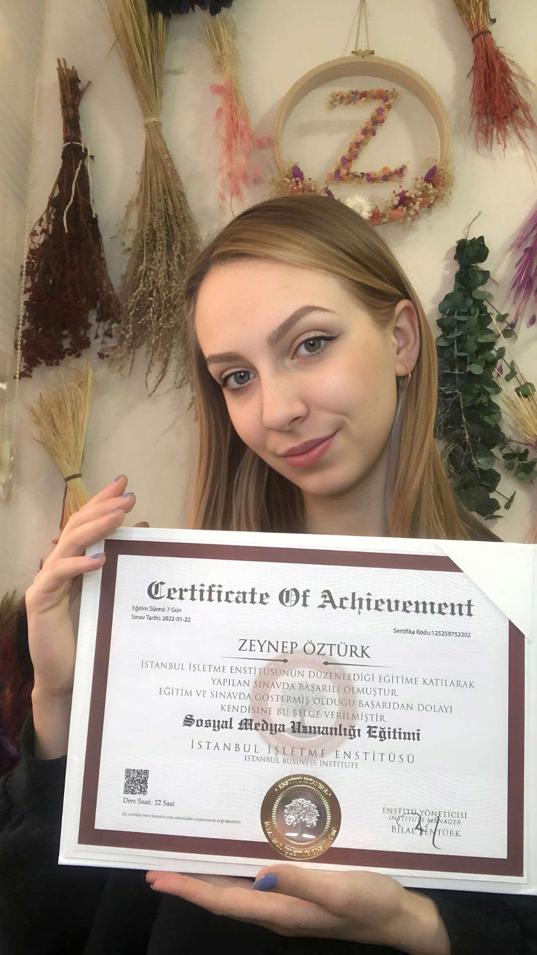 Internationally valid professional certificate sample - EU approved digital and printed certificate example 29